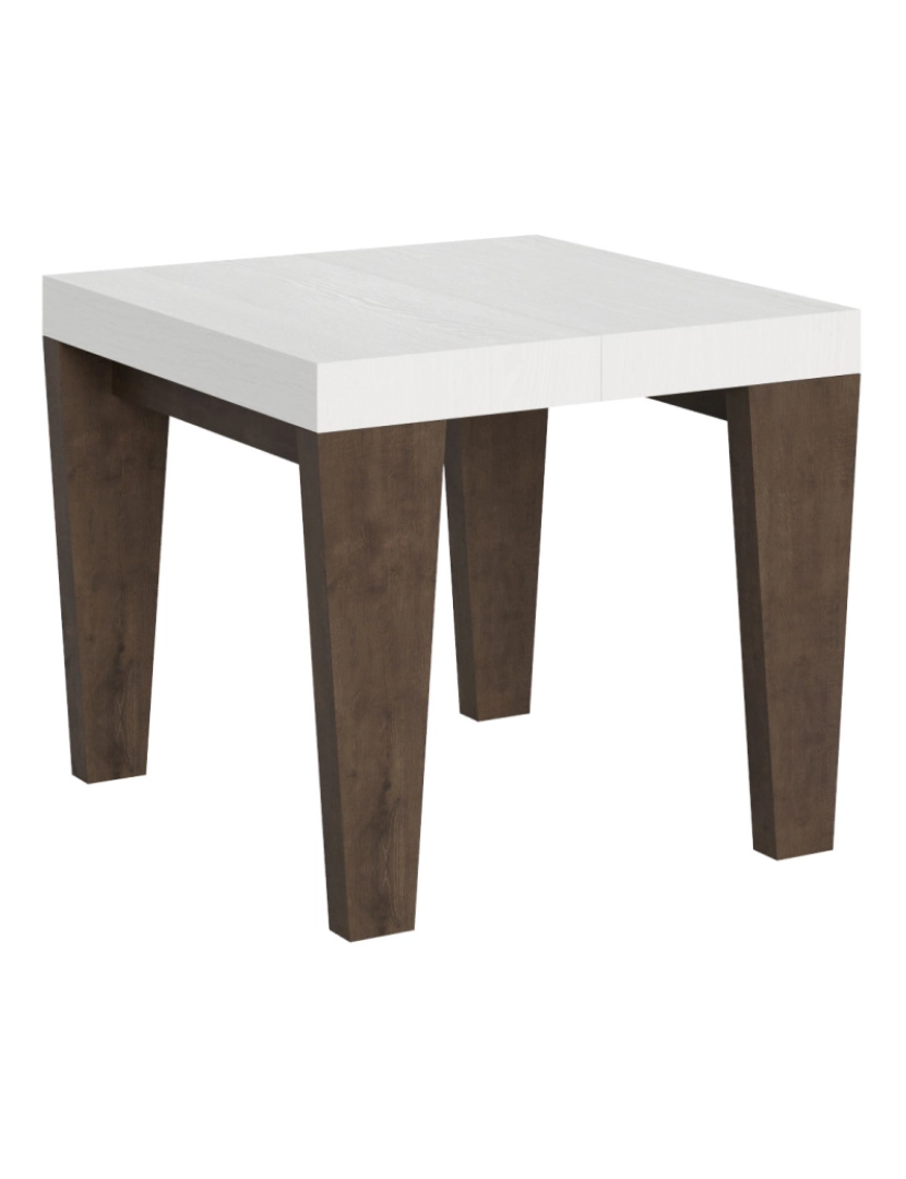 Itamoby - Mesa de jantar extensível 90x90/246 cm Spimbo Mix plano Cinza Branca - pernas Nogueira