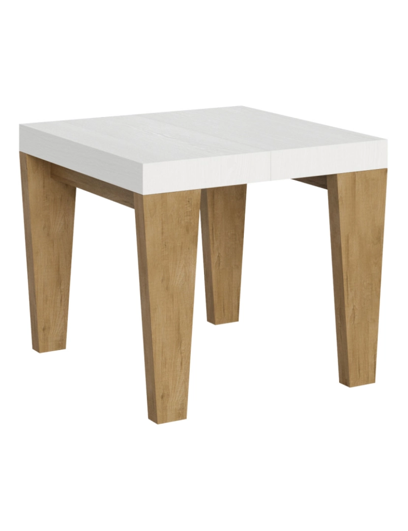 Itamoby - Mesa de jantar extensível 90x90/246 cm Spimbo Mix plano Cinza Branca - pernas Carvalho Natural