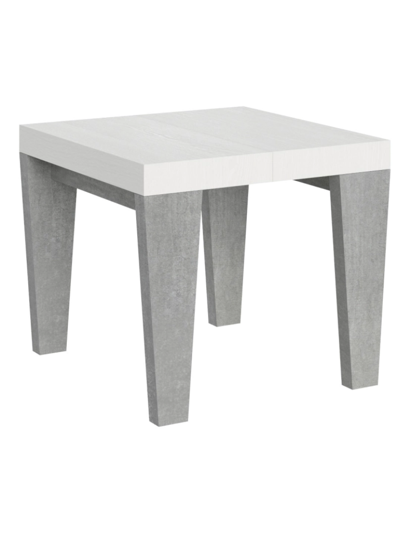 Itamoby - Mesa de jantar extensível 90x90/246 cm Spimbo Mix plano Cinza Branca - pernas Cimento