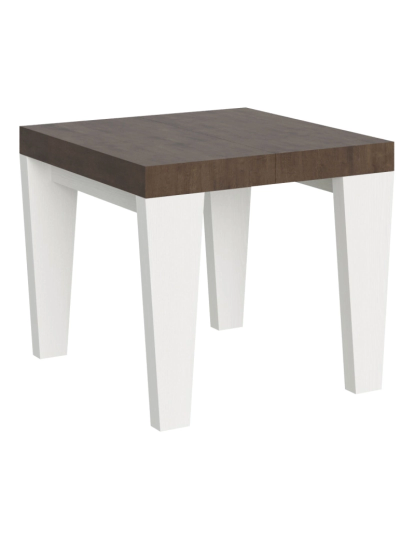 Itamoby - Mesa de jantar extensível 90x90/246 cm Spimbo Mix plano Nogueira - pernas Cinza Branca