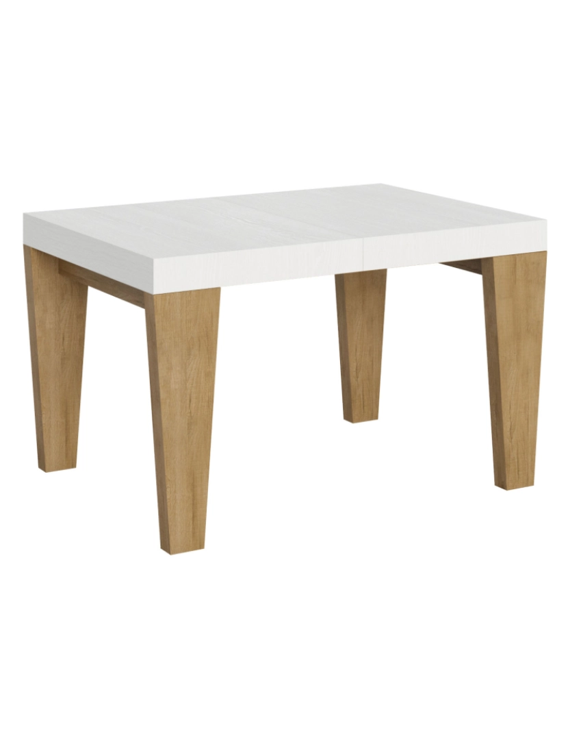 Itamoby - Mesa de jantar extensível 90x130/234 cm Spimbo Mix plano Cinza Branca - pernas Carvalho Natural