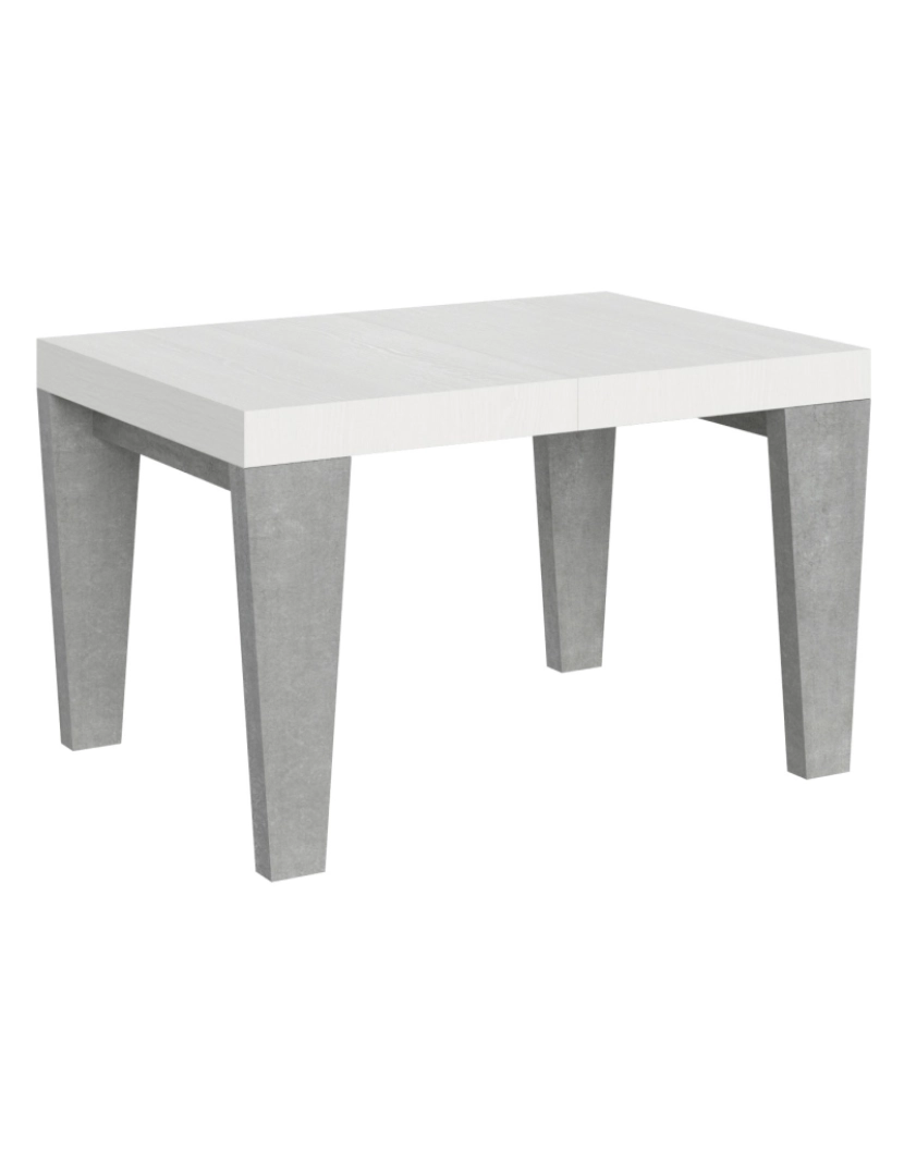 Itamoby - Mesa de jantar extensível 90x130/234 cm Spimbo Mix plano Cinza Branca - pernas Cimento