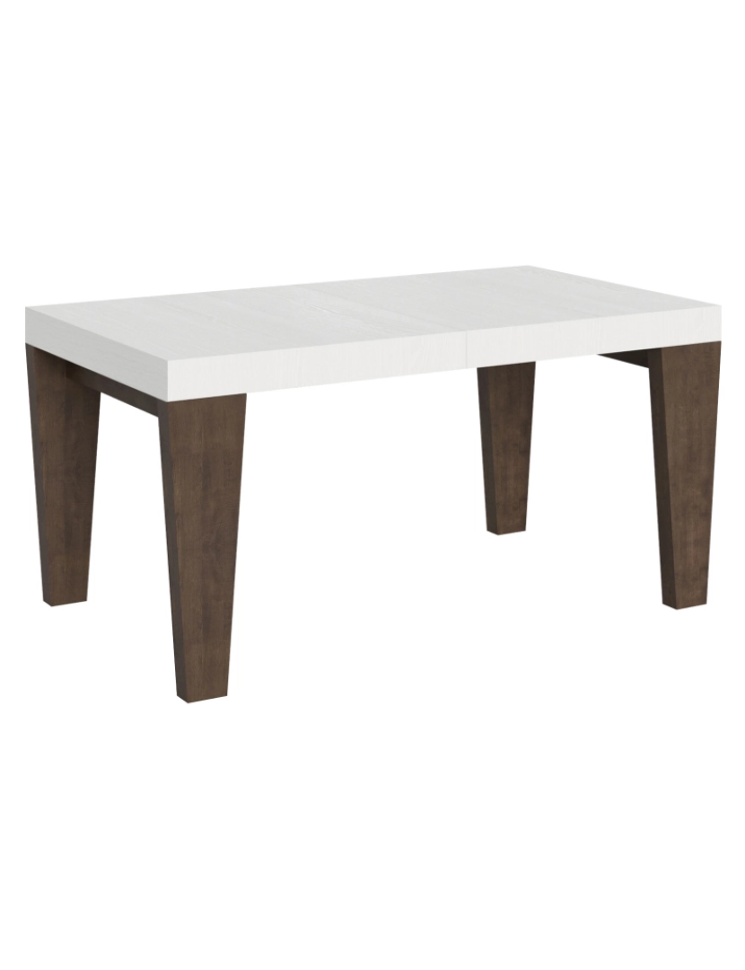 Itamoby - Mesa de jantar extensível 90x160/264 cm Spimbo Mix plano Cinza Branca - pernas Nogueira