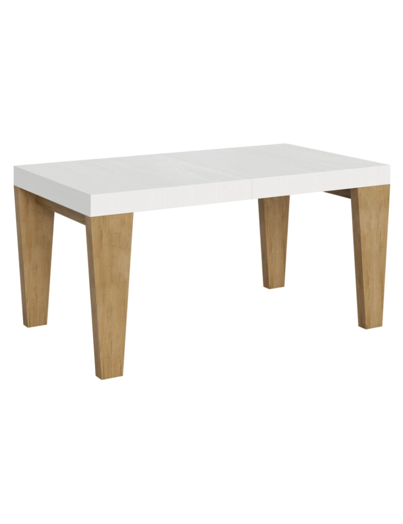 Itamoby - Mesa de jantar extensível 90x160/264 cm Spimbo Mix plano Cinza Branca - pernas Carvalho Natural