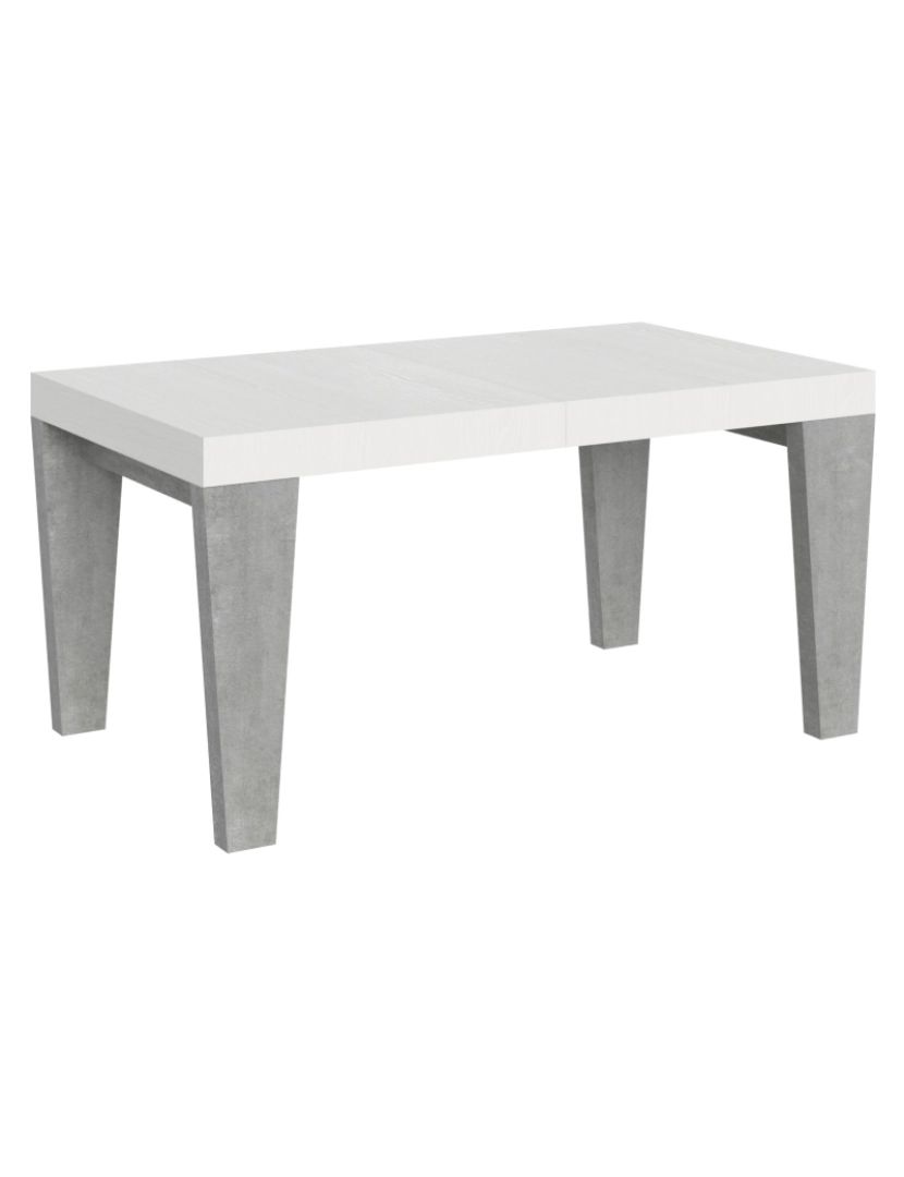 Itamoby - Mesa de jantar extensível 90x160/264 cm Spimbo Mix plano Cinza Branca - pernas Cimento