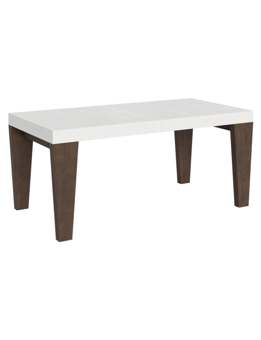 Itamoby - Mesa de jantar extensível 90x180/284 cm Spimbo Mix plano Cinza Branca - pernas Nogueira