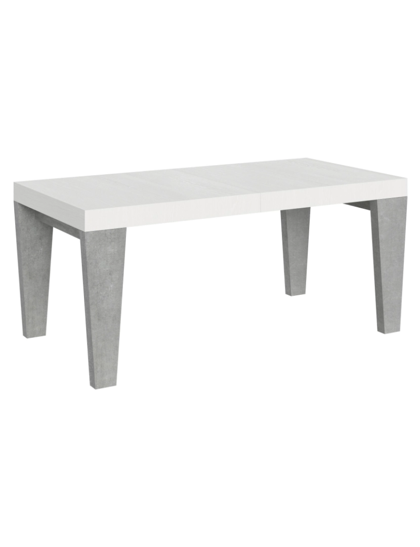 Itamoby - Mesa de jantar extensível 90x180/284 cm Spimbo Mix plano Cinza Branca - pernas Cimento