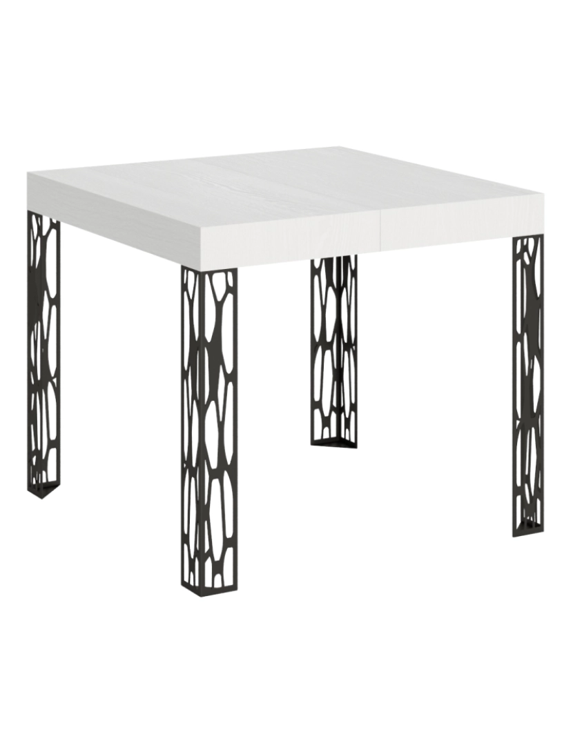 Itamoby - Mesa de jantar extensível 90x90/246 cm Ghibli Cinza Branca quadro Antracite