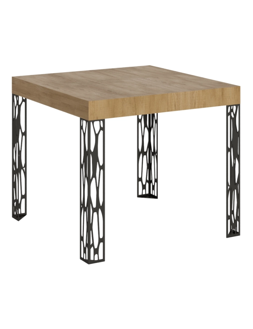 Itamoby - Mesa de jantar extensível 90x90/246 cm Ghibli Carvalho Natural quadro Antracite