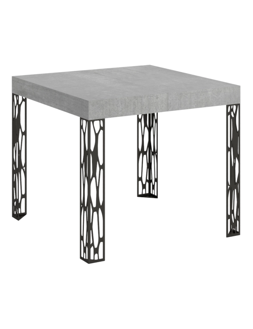 Itamoby - Mesa de jantar extensível 90x90/246 cm Ghibli Cimento quadro Antracite