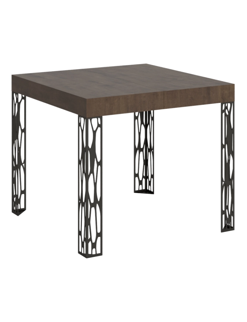 Itamoby - Mesa de jantar extensível 90x90/246 cm Ghibli Nogueira quadro Antracite