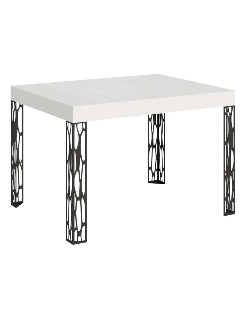 Itamoby - Mesa de jantar extensível 80x120/204 cm Ghibli Cinza Branca quadro Antracite