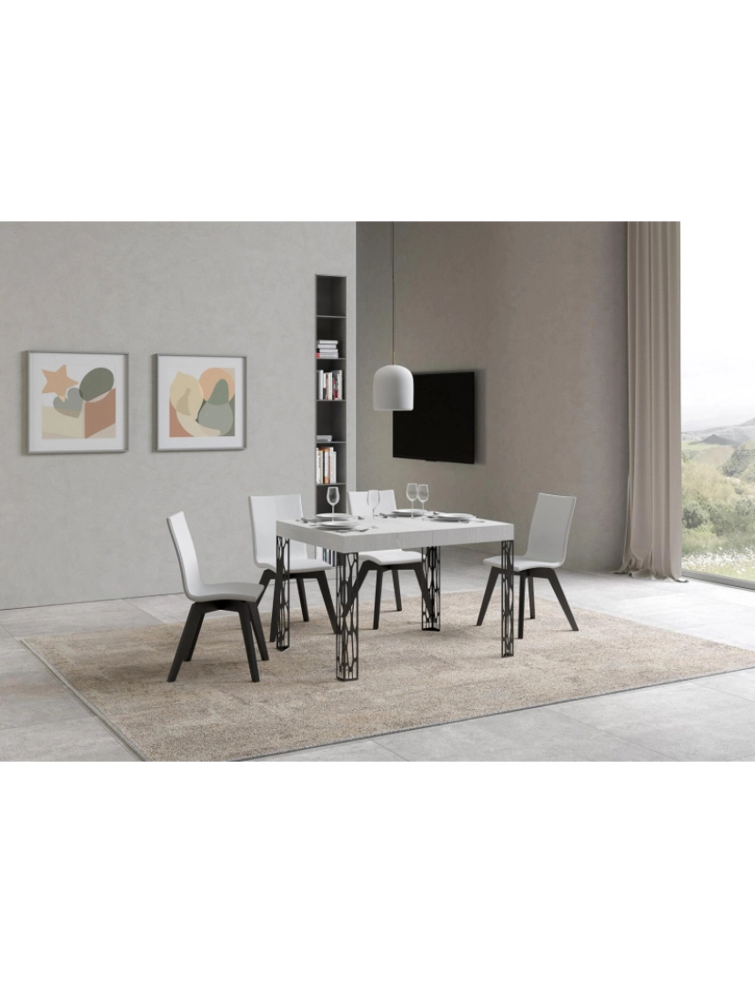 imagem de Mesa de jantar extensível 80x120/204 cm Ghibli Cinza Branca quadro Antracite2