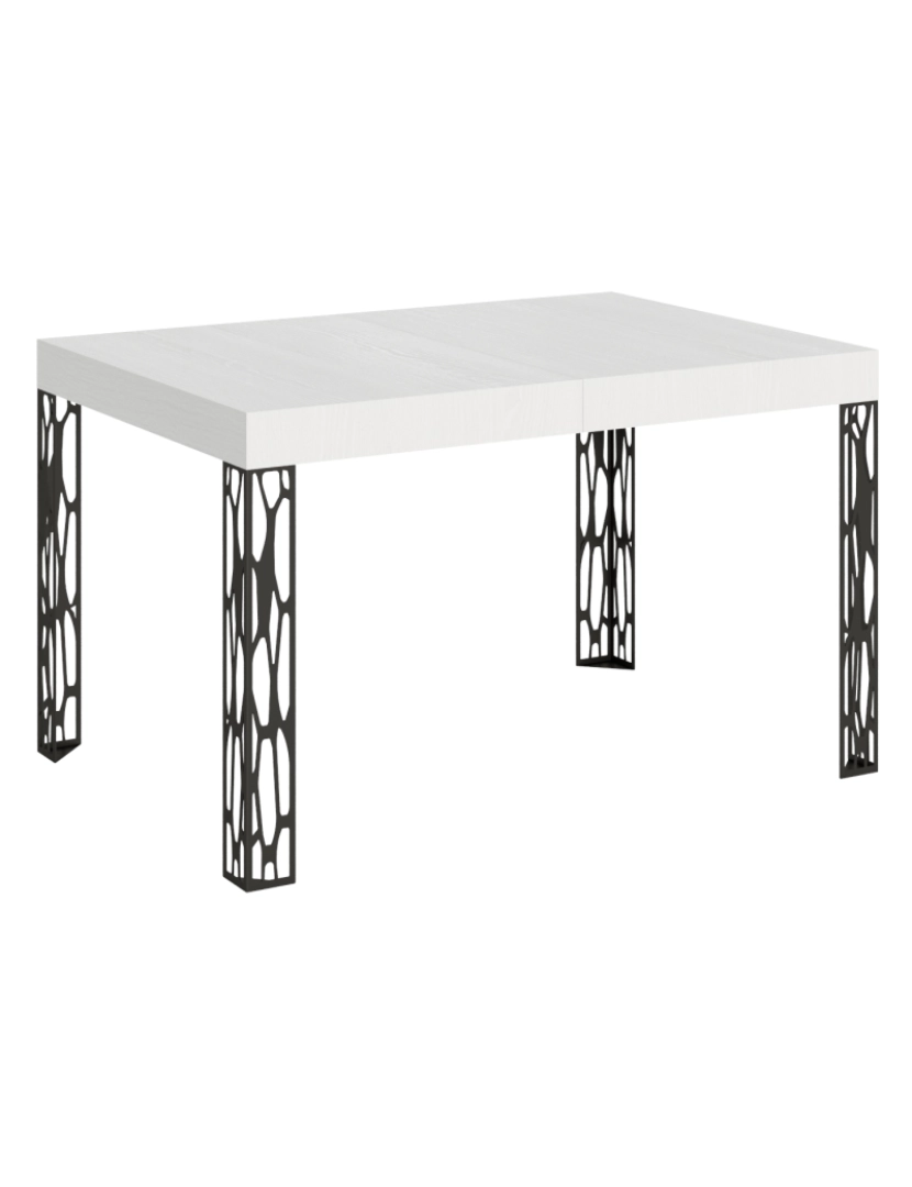 Itamoby - Mesa de jantar extensível 90x120/224 cm Ghibli Cinza Branca quadro Antracite