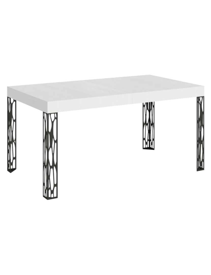 Itamoby - Mesa de jantar extensível 90x160/264 cm Ghibli Cinza Branca quadro Antracite