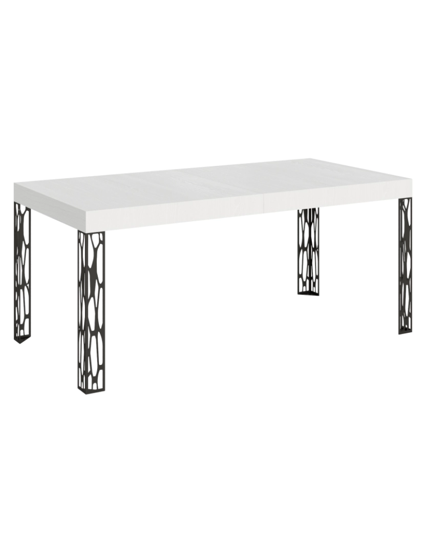 Itamoby - Mesa de jantar extensível 90x180/284 cm Ghibli Cinza Branca quadro Antracite