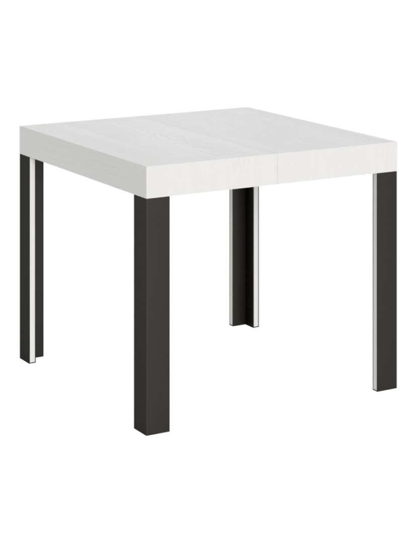 Itamoby - Mesa de jantar extensível 90x90/246 cm Linea Cinza Branca quadro Antracite