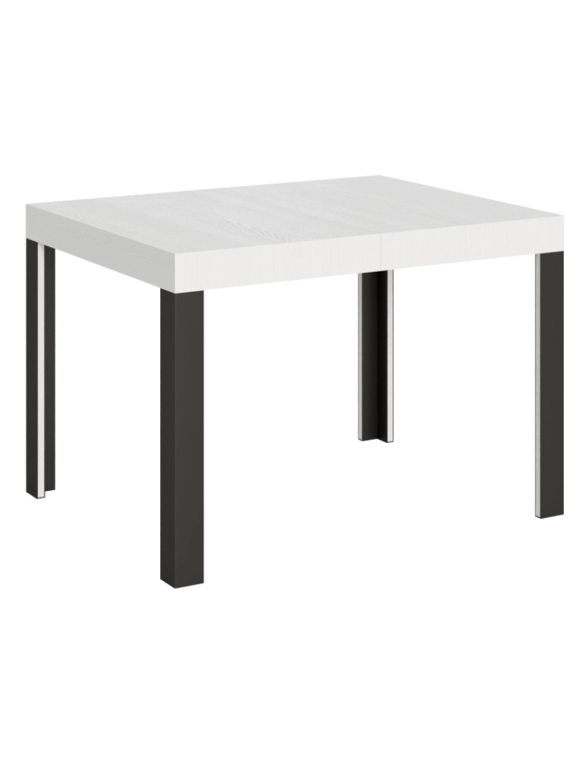 Itamoby - Mesa de jantar extensível 80x120/204 cm Linea Cinza Branca quadro Antracite