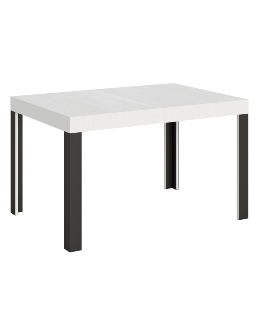 Itamoby - Mesa de jantar extensível 90x120/224 cm Linea Cinza Branca quadro Antracite