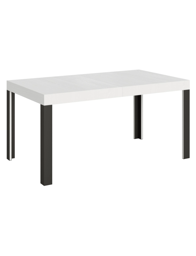 Itamoby - Mesa de jantar extensível 90x160/264 cm Linea Cinza Branca quadro Antracite