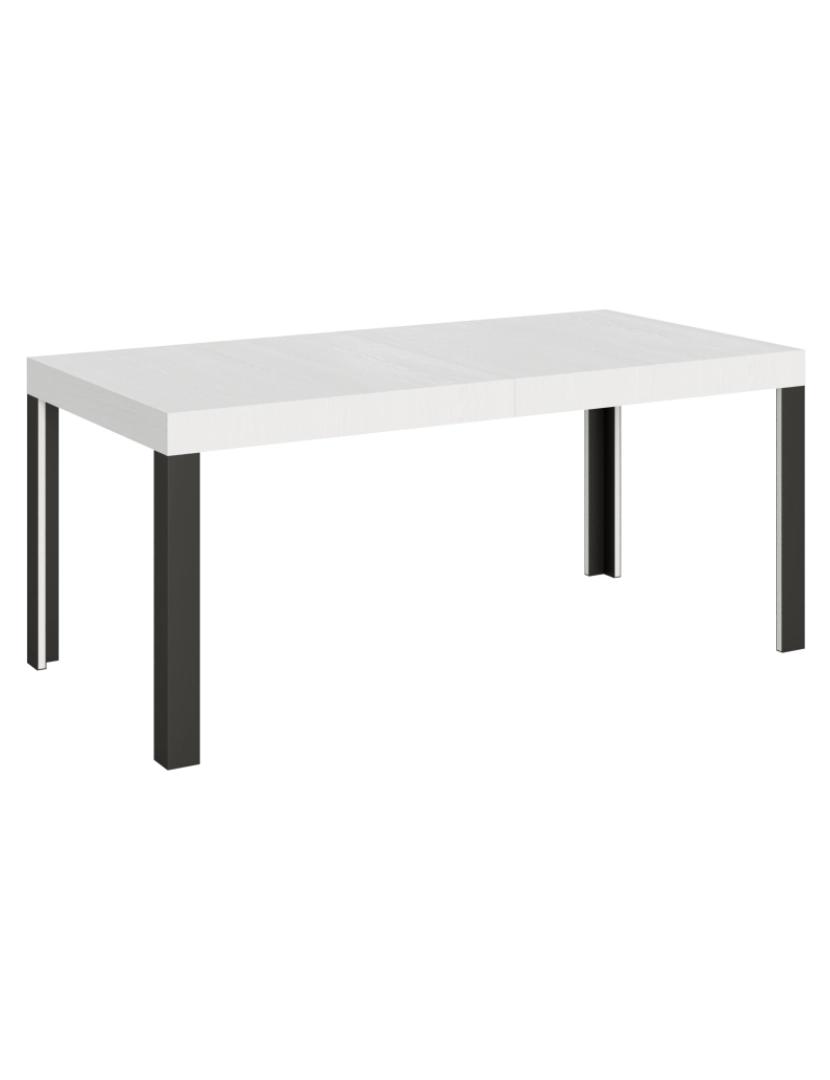 Itamoby - Mesa de jantar extensível 90x180/284 cm Linea Cinza Branca quadro Antracite