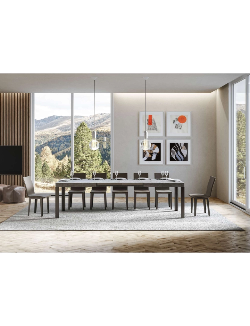 imagem de Mesa de jantar extensível 90x180/284 cm Linea Cimento quadro Antracite3