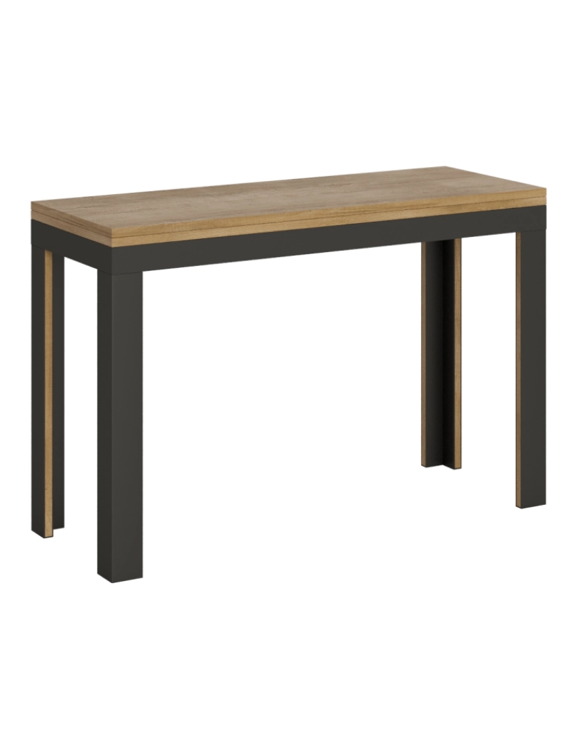 Itamoby - Mesa de jantar extensível tipo livro 120x45/90 cm Linea Double Carvalho Natural quadro Antracite