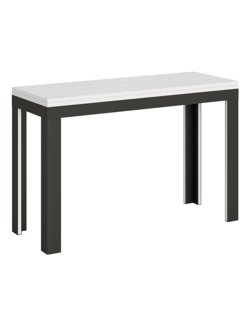 imagem de Mesa de jantar extensível tipo livro 120x45/90 cm Linea Double Cinza Branca quadro Antracite1