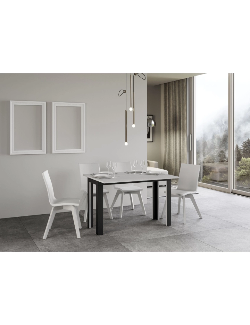 imagem de Mesa de jantar extensível tipo livro 120x45/90 cm Linea Double Cinza Branca quadro Antracite3