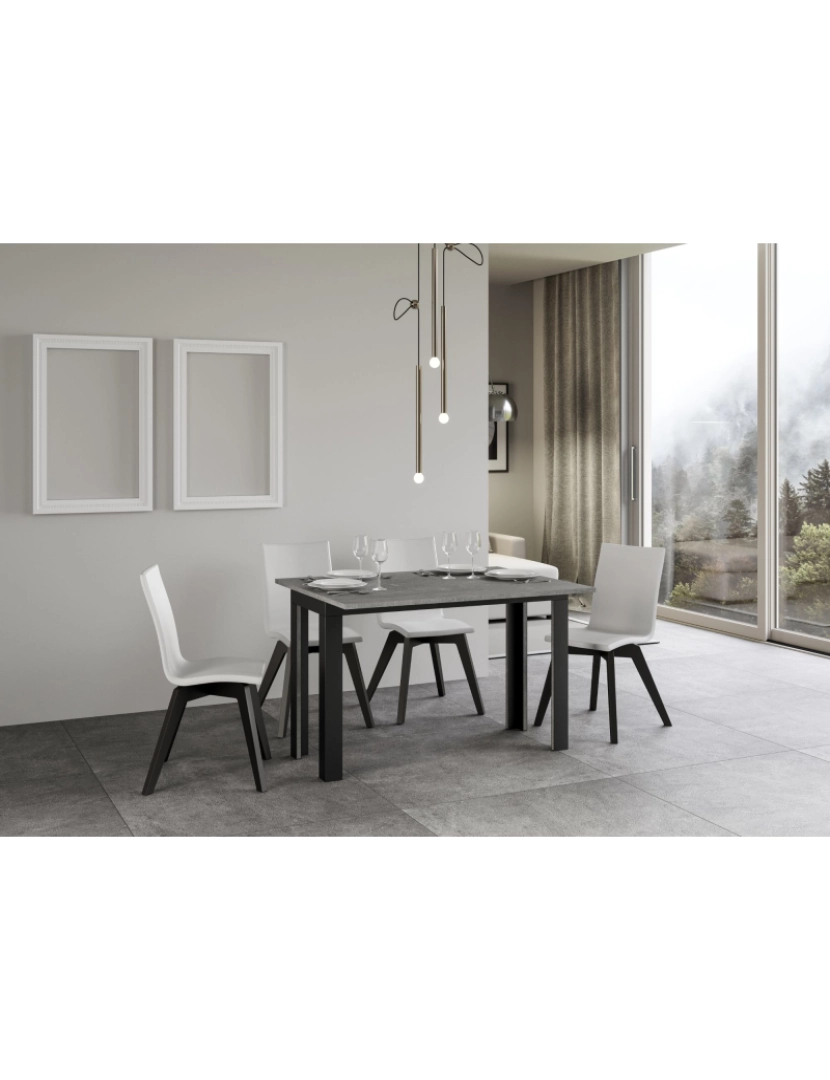 imagem de Mesa de jantar extensível tipo livro 120x45/90 cm Linea Double Cimento quadro Antracite3