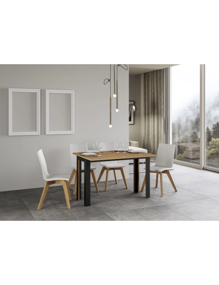 imagem de Mesa de jantar extensível tipo livro 120/200x45/90 cm Linea Double Carvalho Natural quadro Antracite3