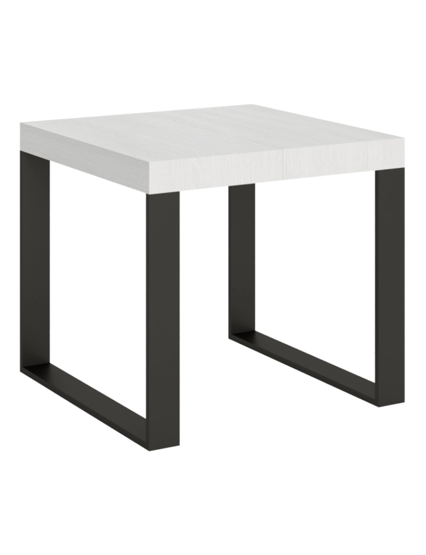 Itamoby - Mesa de jantar extensível 90x90/246 cm Tecno Cinza Branca quadro Antracite