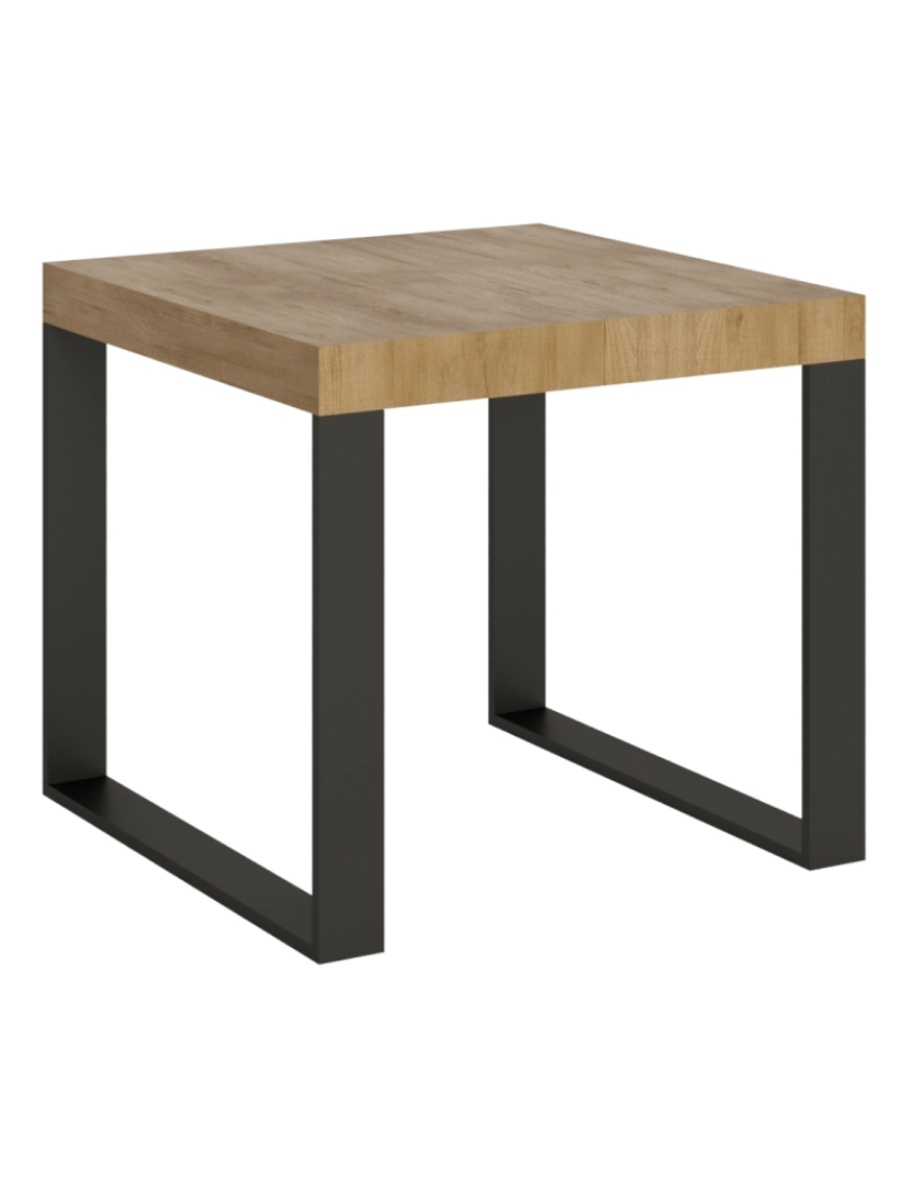 Itamoby - Mesa de jantar extensível 90x90/246 cm Tecno Carvalho Natural quadro Antracite