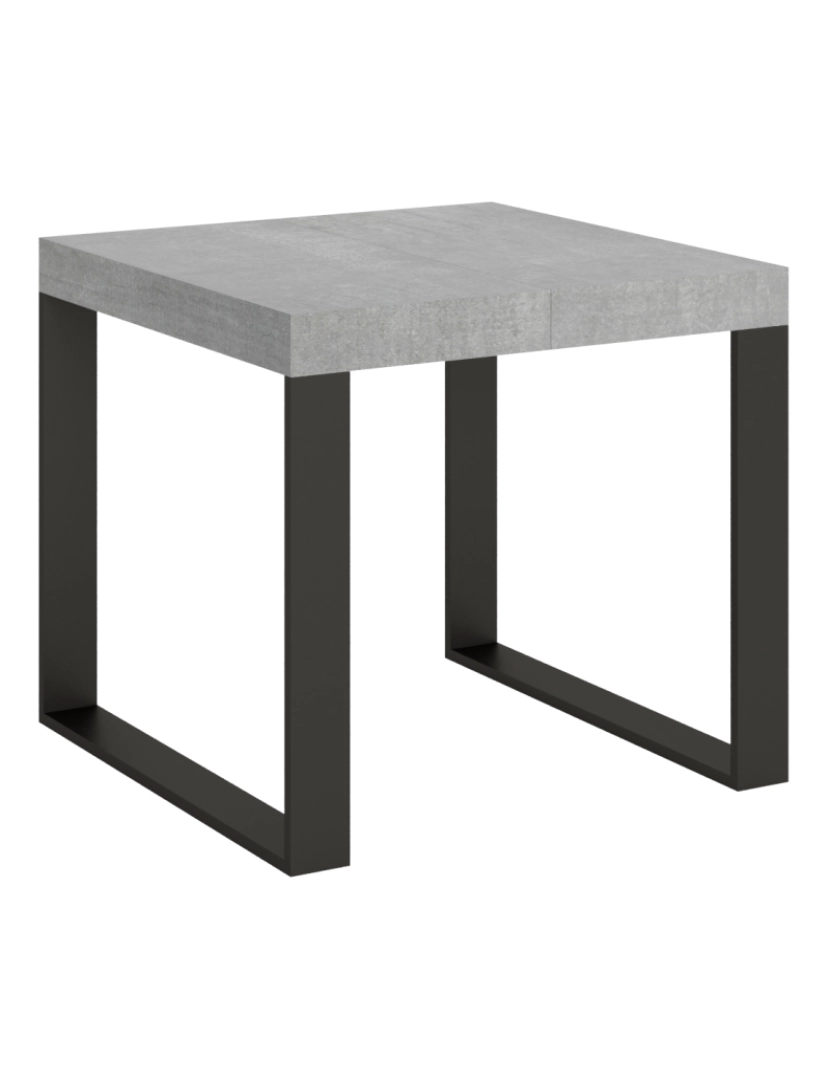 Itamoby - Mesa de jantar extensível 90x90/246 cm Tecno Cimento quadro Antracite