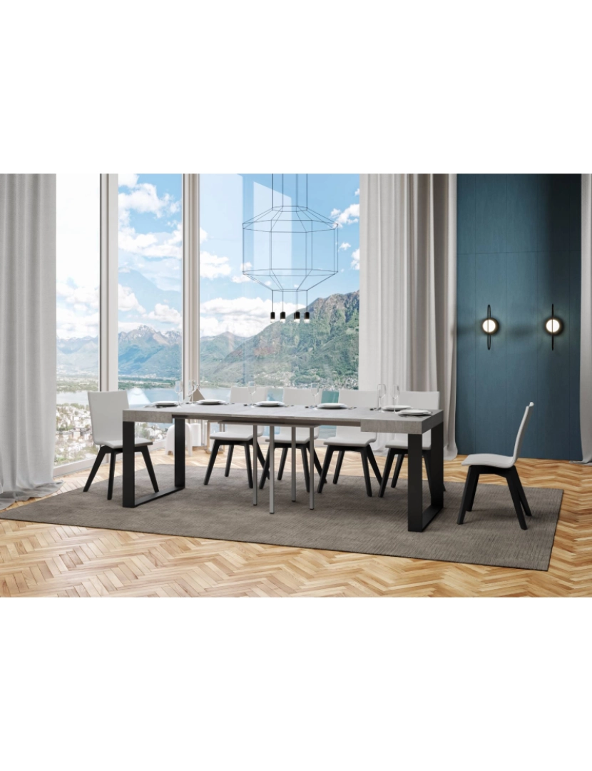 imagem de Mesa de jantar extensível 90x90/246 cm Tecno Cimento quadro Antracite3