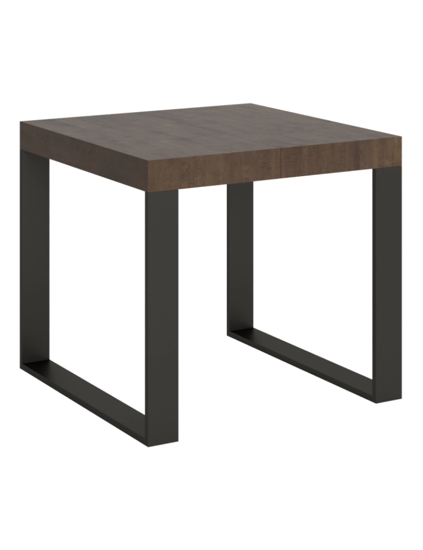 Itamoby - Mesa de jantar extensível 90x90/246 cm Tecno Nogueira quadro Antracite