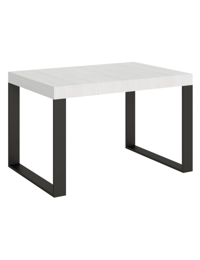 Itamoby - Mesa de jantar extensível 90x120/224 cm Tecno Cinza Branca quadro Antracite