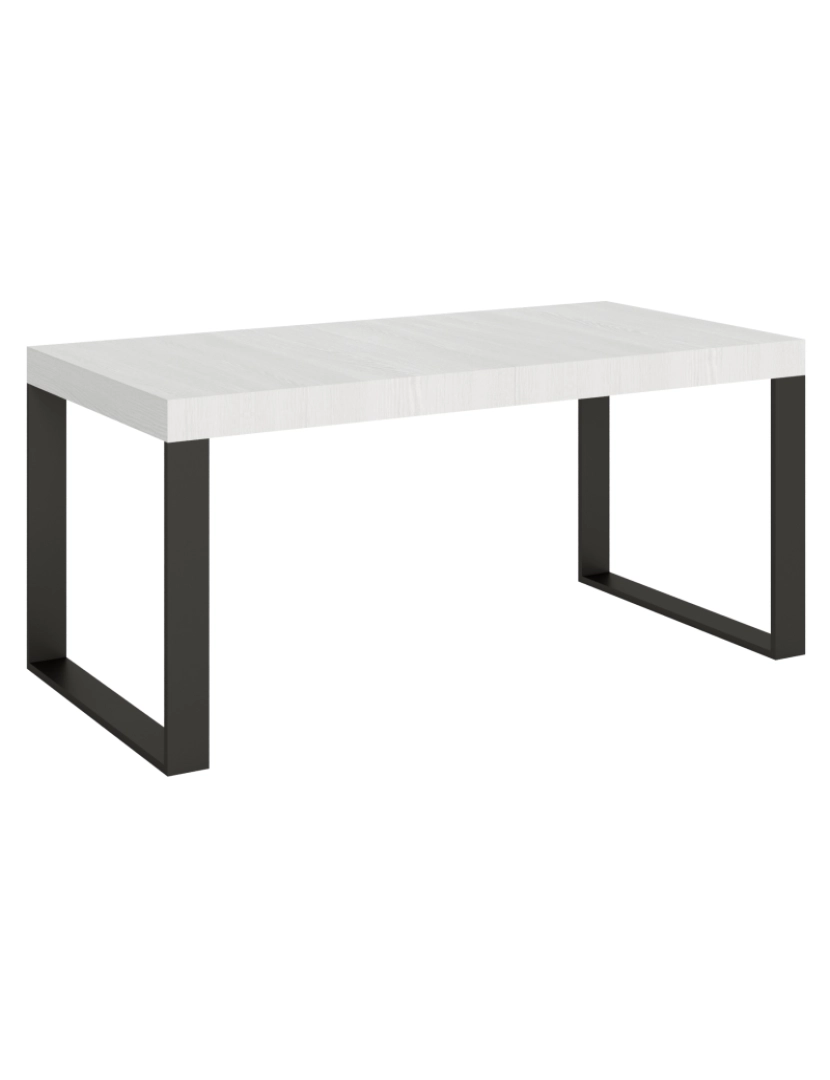 Itamoby - Mesa de jantar extensível 90x180/440 cm Tecno Cinza Branca quadro Antracite