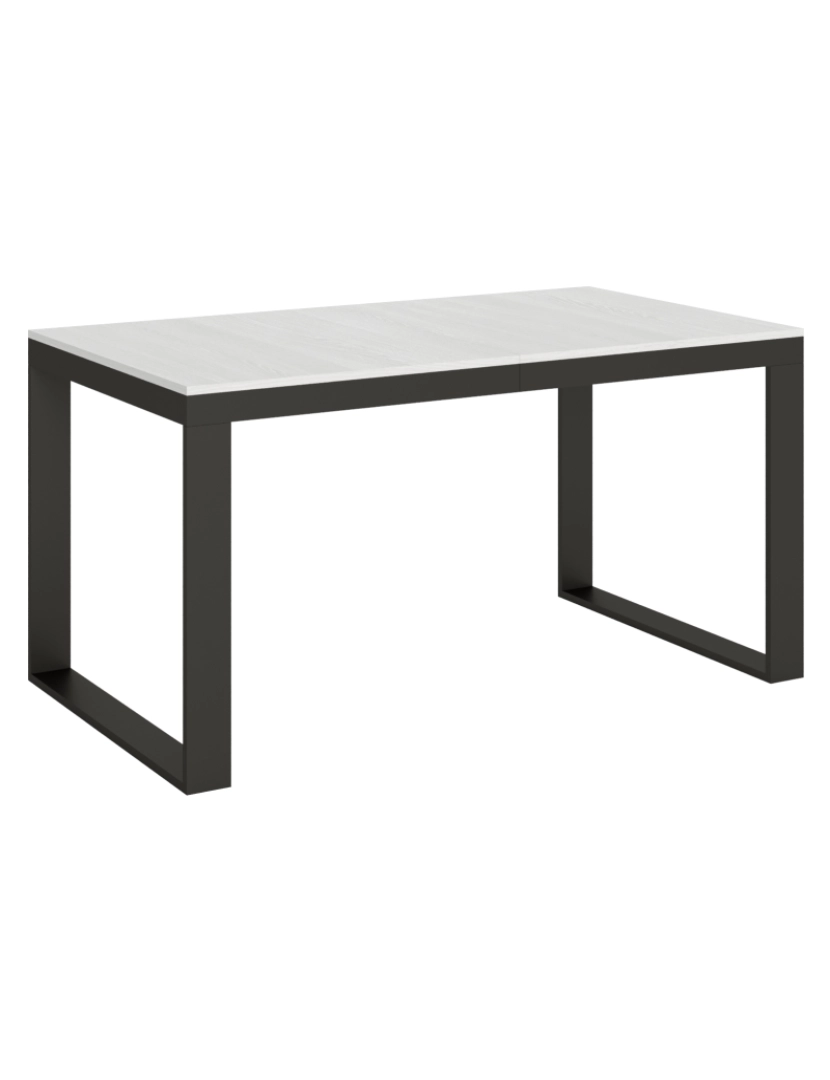 Itamoby - Mesa de jantar extensível 90x160/264 cm Tecno Evolution Cinza Branca quadro Antracite