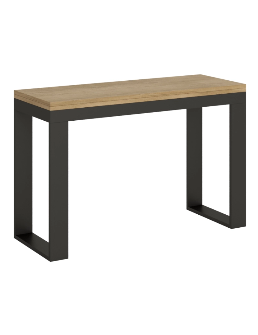 Itamoby - Mesa de jantar extensível tipo livro 120x45/90 cm Tecno Double Carvalho Natural quadro Antracite