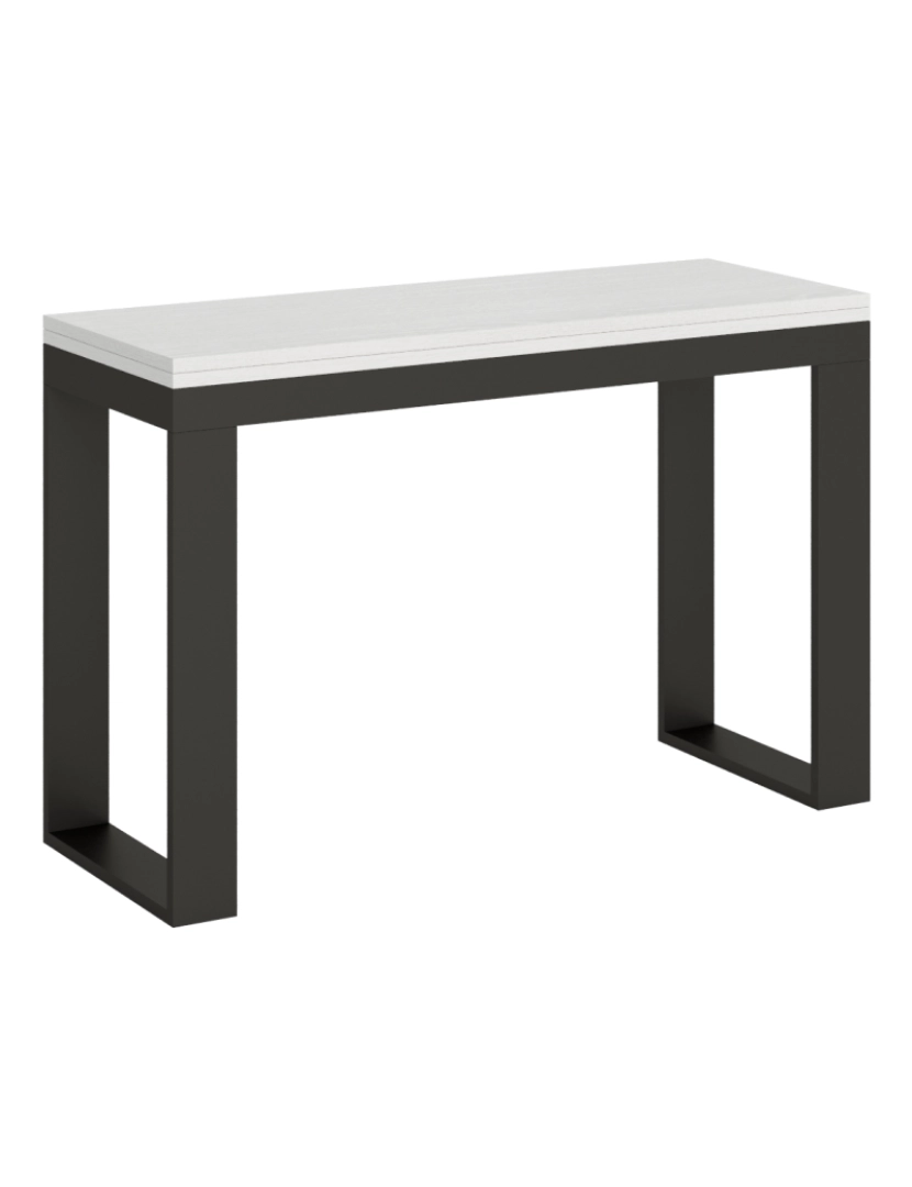 imagem de Mesa de jantar extensível tipo livro 120x45/90 cm Tecno Double Cinza Branca quadro Antracite1