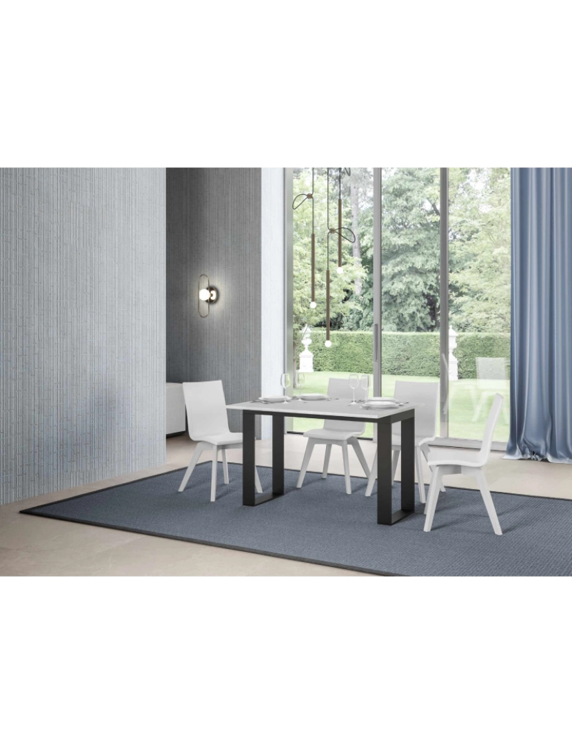 imagem de Mesa de jantar extensível tipo livro 120x45/90 cm Tecno Double Cinza Branca quadro Antracite3