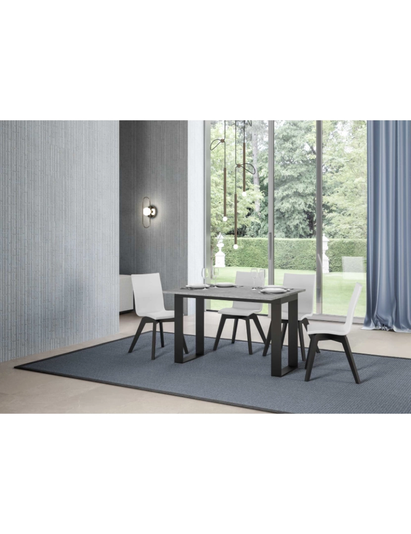 imagem de Mesa de jantar extensível tipo livro 120x45/90 cm Tecno Double Cimento quadro Antracite3