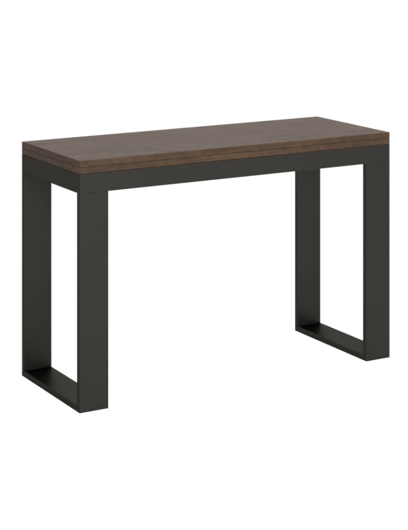 imagem de Mesa de jantar extensível tipo livro 120x45/90 cm Tecno Double Nogueira quadro Antracite1