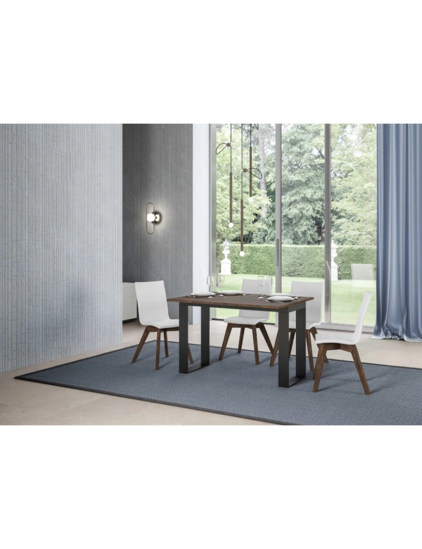 imagem de Mesa de jantar extensível tipo livro 120x45/90 cm Tecno Double Nogueira quadro Antracite3