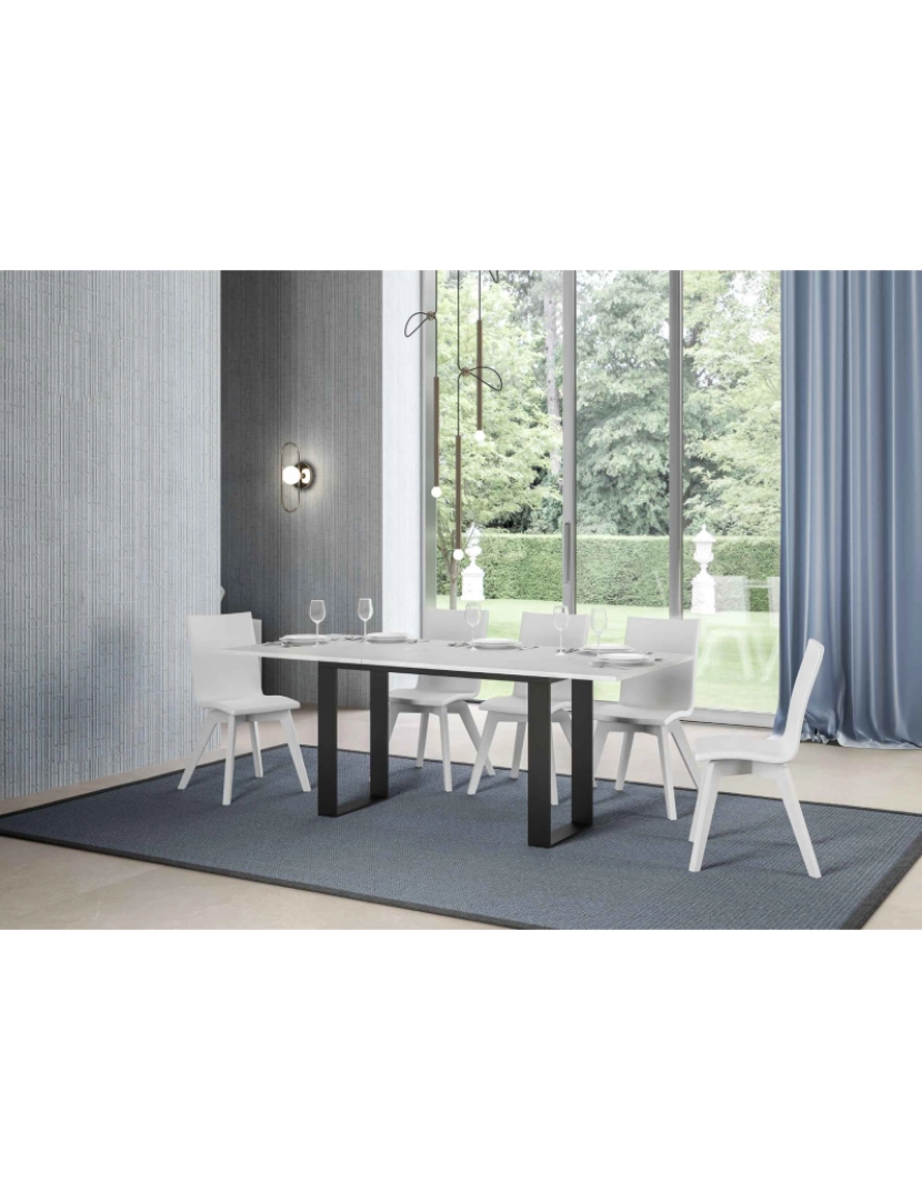 imagem de Mesa de jantar extensível tipo livro 120/200x45/90 cm Tecno Double Cinza Branca quadro Antracite4