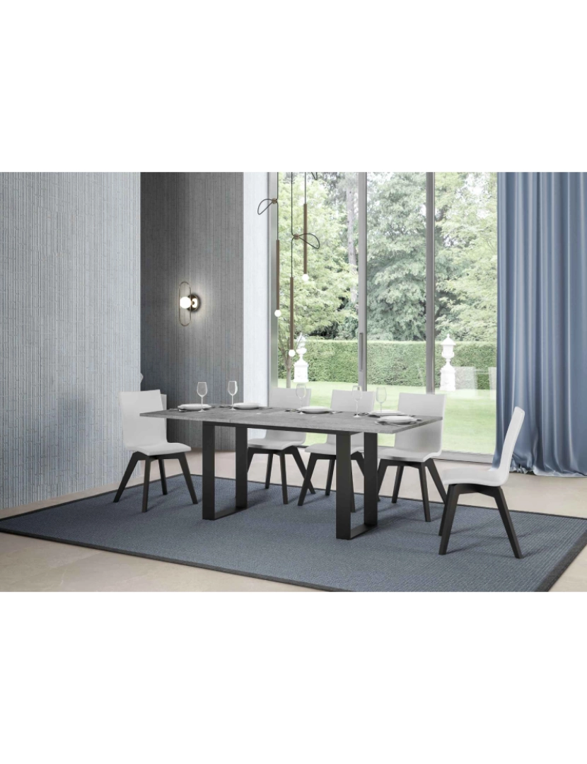 imagem de Mesa de jantar extensível tipo livro 120/200x45/90 cm Tecno Double Cimento quadro Antracite4