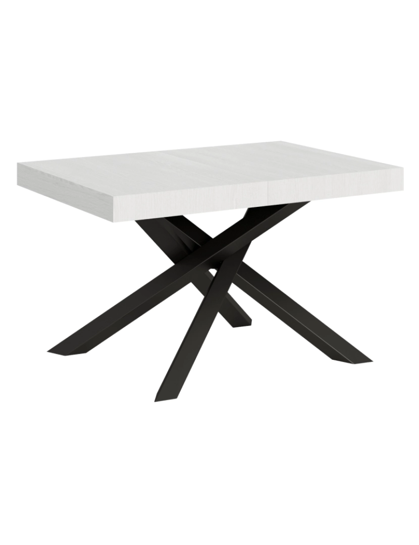 Itamoby - Mesa de jantar extensível 90x120/224 cm Volantis Cinza Branca quadro Antracite