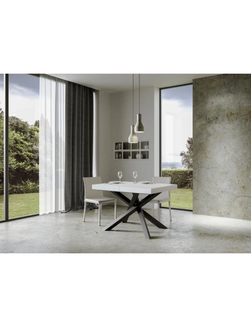 imagem de Mesa de jantar extensível 90x120/224 cm Volantis Cinza Branca quadro Antracite3