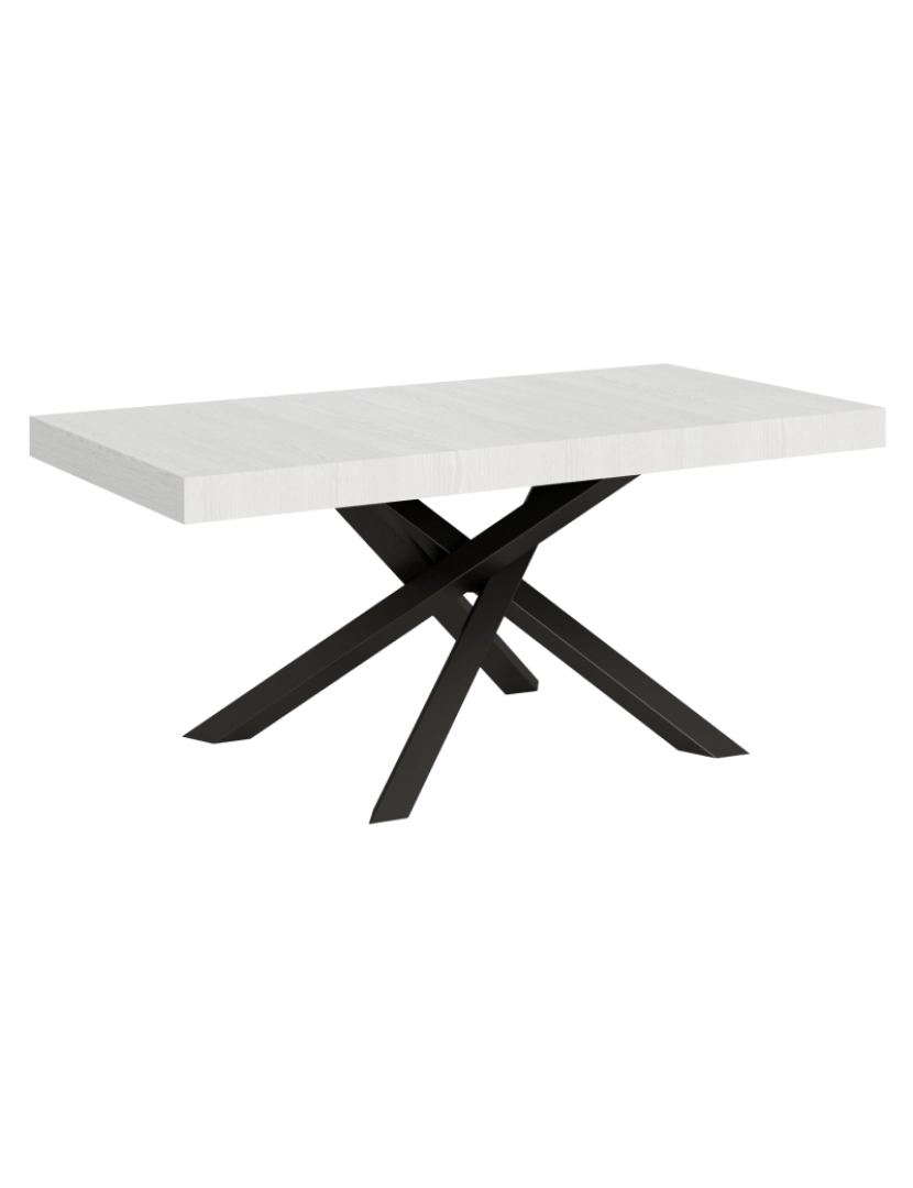 Itamoby - Mesa de jantar extensível 90x180/284 cm Volantis Cinza Branca quadro Antracite